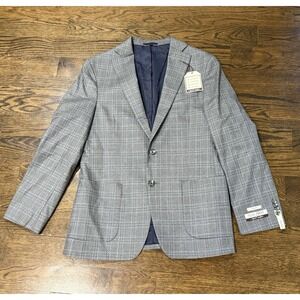 New Jos A Bank Mens Wool Blend Windowpane Sportcoat Blazer Jacket 40R $498